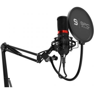 Microfon Streaming SPC Gear SM950, brat ajustabil, popfilter, shockmount, USB (Negru)