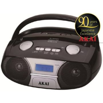 Microsistem audio Akai APRC-106, MP3 player, Radio FM, USB (Negru)