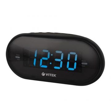 Radio cu ceas VITEK VT-6602, display digital, de masa, desteptator, receptie FM/AM (Negru)