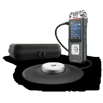 Reportofon Philips DVT8110, 2 microfoane, 8 GB, slot MicroSD, LCD 2'', 1000 mAh, aplicatie smartphone, microfon extern cu inregistrare 360°, WI-FI (Argintiu)