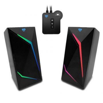 Sistem audio portabil pentru gaming, Media-Tech COBRA PRO URION 2.0 MT3172, Iluminare RGB, Bluetooth, Negru