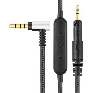 Cablu audio PadForce de 1.20m cu microfon si volume control incorporat pentru casti Audio-Technica ATH-M50X / M40X / M70X, Sennheiser HD598 / HD518, Negru
