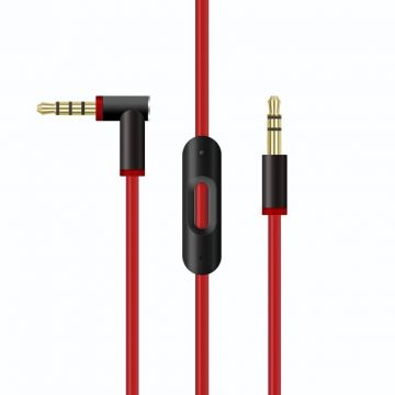 Cablu audio PadForce de 1.50m cu microfon RemoteTalk incorporat pentru casti Beats, Jack 3.5mm - Roșu cu Negru