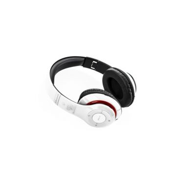 Casti audio fara fir GoGEN HBTM 41WR, Bluetooth, radioFM incorporat, microfon, alb cu rosu