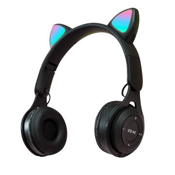 Casti On Ear MRG MY08CAT, Bluetooth, Tip pisica, Negru