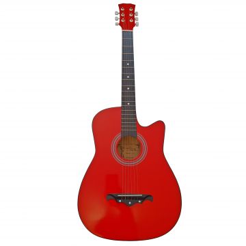 Chitara clasica din lemn IdeallStore®, Red Raven, 95 cm, model Cutaway, rosie