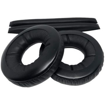 Set 2 bureti + burete banda superioara PadForce pentru casti Sennheiser HD25, HD25-1, HME25, HMEC25 - Negru, Piele ecologica