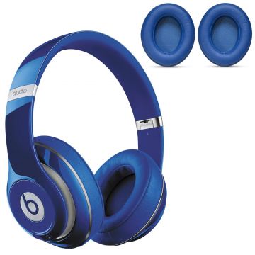 Set 2 bureti PadForce pentru casti Beats Studio 3, Studio 2.0 cu fir/Wireless, Over-Ear - Albastru, Piele ecologica