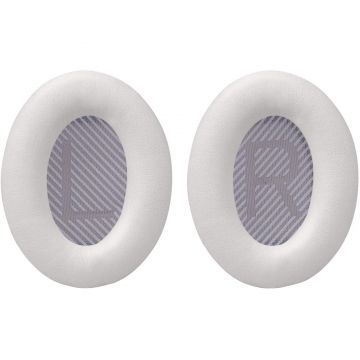 Set 2 bureti PadForce® pentru casti Bose QuietComfort 35, 35 II, QC35, QC35 II, Spuma cu memorie - Alb, Piele ecologica