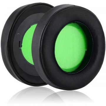 Set 2 bureti PadForce pentru casti Razer Kraken 7.1 V2 / Kraken Pro V2, Ovali - Verde, Piele ecologica