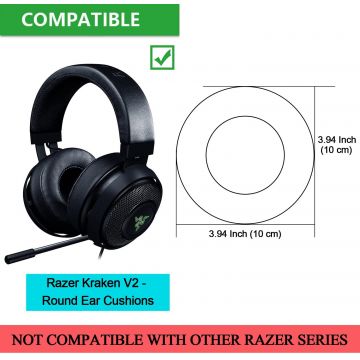 Set 2 bureti PadForce pentru casti Razer Kraken Pro V2, Rotunzi - Negru