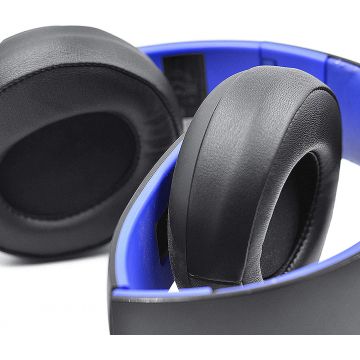 Set 2 bureti PadForce pentru casti Sony Playstation Gold Wireless / PS3 / PS4 CECHYA-0083 Stereo 7.1 Virtual Surround, 100x100 mm, Over-Ear - Negru, Piele ecologica