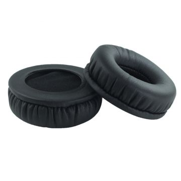 Set 2 bureti PadForce rotunzi universali pentru casti, Piele ecologica - 65 mm, Negru