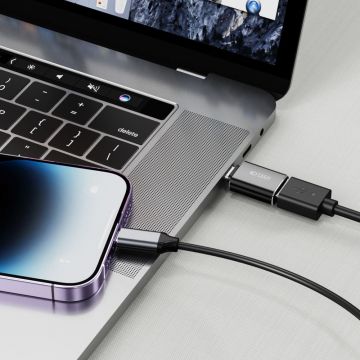 Adaptor TECH-PROTECT UltraBoost, mama USB la tata USB-C, Negru