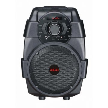 Boxa portabila AKAI ABTS806, Bluetooth, USB, 10 W, 20.000 Hz, Acumulator, Jack 3.5 mm, Display LED, adaptor inclus, Negru