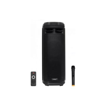 Boxa portabila Samus, 800 W, Bluetooth, 2 x 10 inch, 2 intrari microfon, Negru