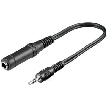 Cablu adaptor Goobay, jack 3.5 mm tata, jack 6.35 mm mama, Negru