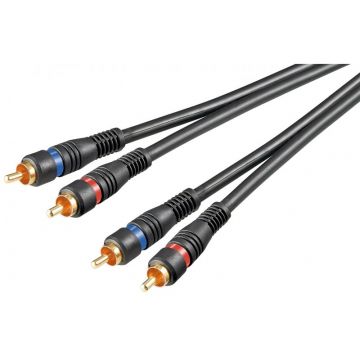 Cablu audio 2 x RCA tata - 2 x RCA tata Goobay, contacte aurite