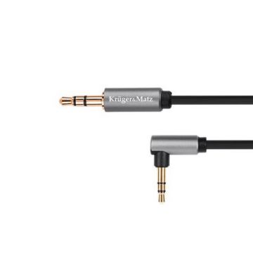 Cablu audio Kruger&Matz, 2 x jack stereo 3.5 mm tata, 1 m, conector 90 grade