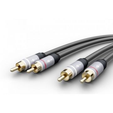 Cablu audio stereo Goobay, 2 x RCA tata, 2 x RCA tata, 1.5 m, Negru