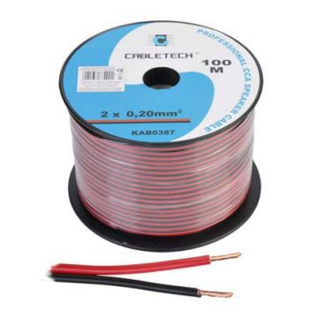 Cablu din CCA pentru difuzor, 2 x 0.20 mm, 100 m, Rosu/Negru