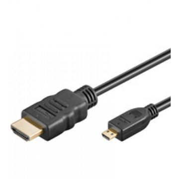Cablu HDMI tata - micro HDMI tata HighSpeed Ethernet Goobay, 1.5 m, contacte aurite