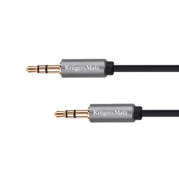 Cablu Jack 3.5 mm - Jack stereo Kruger & Matz, 1 m, Argintiu