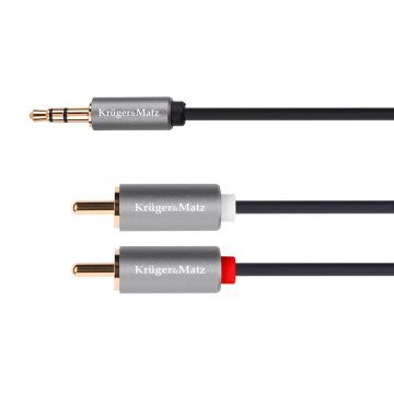 Cablu Kruger Matz 2 x RCA - 1 x jack 3.5 mm, stereo, lungime 10 m
