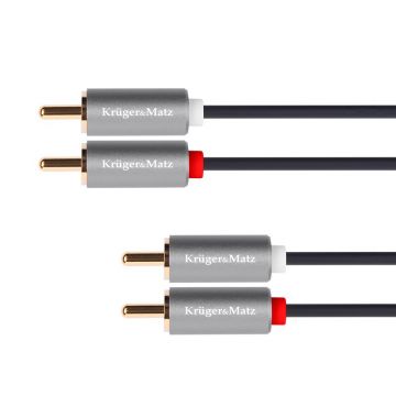 Cablu Kruger Matz Basic 2 x RCA tata-2 x RCA tata, lungime 1.8 m