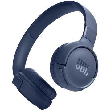 Casti audio wireless on-ear JBL Tune 520BT, JBL Pure Bass Sound, Bluetooth 5.3, Conexiune multi-point, Asistent vocal, Albastru