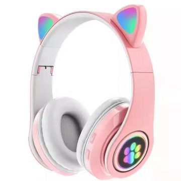 Casti audio wireless pentru copii, Cat Paw Ear, roz OMC