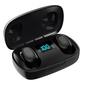 Casti bluetooth MRG L-TWS-T10S, cu Display, In-ear, Negru