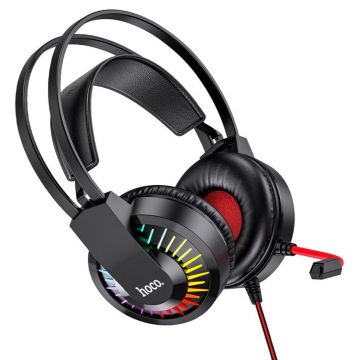 Casti Hoco Joyful Dedicate Gaming, Microfon Omnidirectional, Iluminare RGB, Rosu Casti Hoco Joyful Dedicate Gaming, Microfon Omnidirectional, Iluminare RGB, Rosu