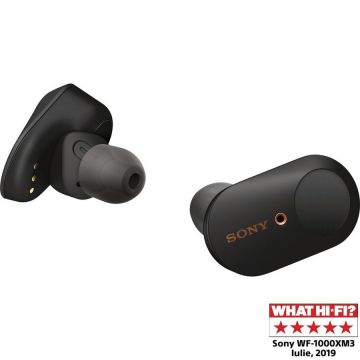 Casti in-ear portabile Sony WF1000XM3B, Bluetooth, NFC, Wireless, Noise cancelling, Google Assistant, Autonomie baterie de 8 ore, Negru