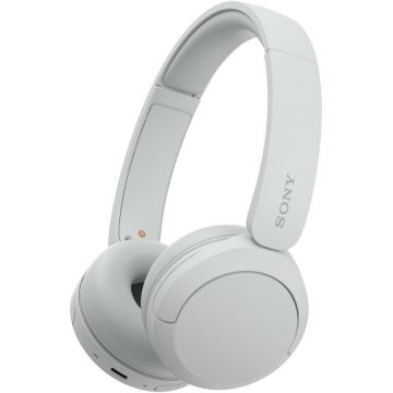 Casti On Ear Sony WH-CH520W, Wireless, Bluetooth, Microfon, Multipoint connection, Quick Charge, Autonomie 50 ore, Alb