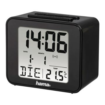 Ceas radio Cube Hama, 7.8 x 4 x 7.8 cm, 2 x AAA, Negru