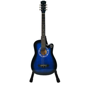 Chitara clasica IdeallStore®, 95 cm, lemn, Cutaway, albastru, stativ inclus