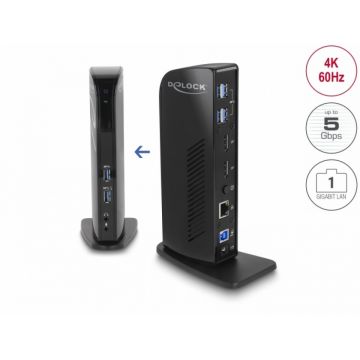 Docking station Dual DisplayPort 4K / USB 3.2 / LAN / Audio (Displaylink), Delock 87728