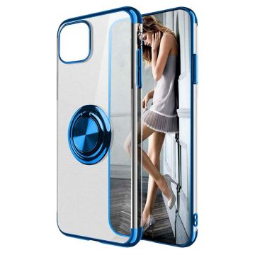 Husa PadForce Crystal-Ring transparenta din silicon cu inel rotativ metalic - iPhone 11 Pro, Albastru