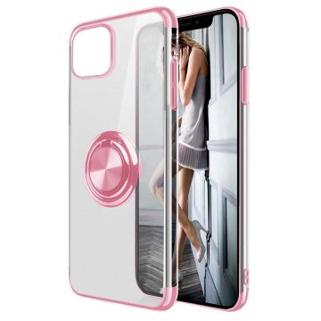 Husa PadForce Crystal-Ring transparenta din silicon cu inel rotativ metalic - iPhone 11 Pro Max, Roz