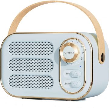 Mini Radio Portabil Retro, Soundvox DW13BT, Acumulator Incorporat, Bluetooth, AUX, USB, TF Card, Albastru
