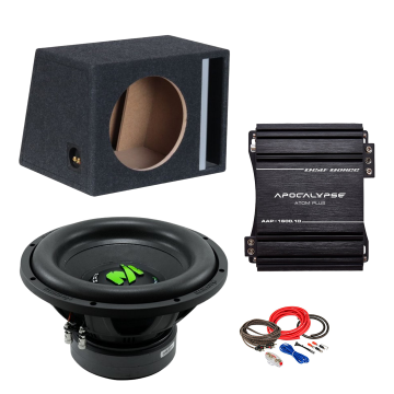 Pachet Subwoofer Deaf Bonce MF 12R D2 1200W RMS + Amplificator AAP 1600.1D + Incinta B1250s + kit de cabluri complet