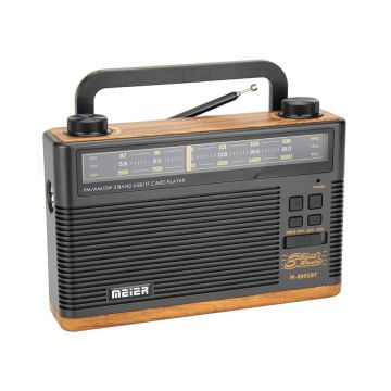Radio Portabil Bigshot M-8001BT, FM/SW/AM, Bluetooth, Cititor Card, Lanterna, Negru-Stejar