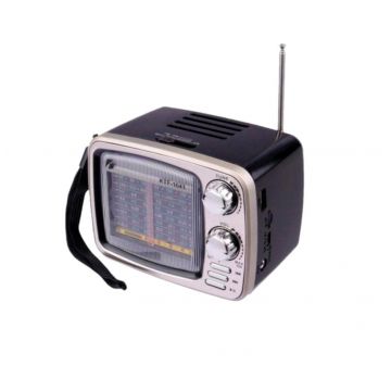 Radio Portabil FM/AM/SW 1-6, Bluetooth, Port USB/TF/AUX, Antena Telescopica, Retro TV Box, Argintiu