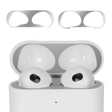 Set 2 Aparatori de praf pentru casti Apple AirPods 3, Kwmobile, Gri, Plastic, 56544.22