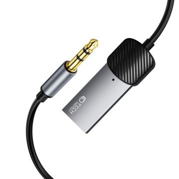 Adaptor audio Tech-Protect UltraBoost AUX, USB la jack 3.5 mm, Bluetooth 5.0, Lungime 1m, Gri