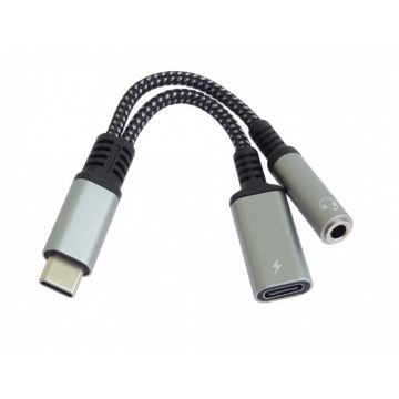 Adaptor USB type C la USB-C + jack stereo 3.5mm DAC T-M, ku31zvuk04