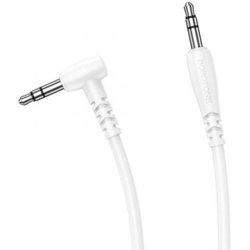 Cablu Audio Borofone BL10, Jack 3.5 mm - Jack 3.5 mm, 1m, AUX, Forma L, Alb