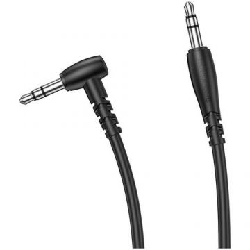 Cablu Audio Borofone BL10, Jack 3.5 mm - Jack 3.5 mm, 2m, AUX, Forma L, Negru