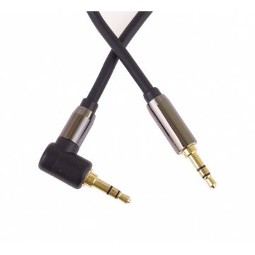 Cablu audio jack stereo 3.5mm T-T unghi 90 grade 5m, kjqmm5-90